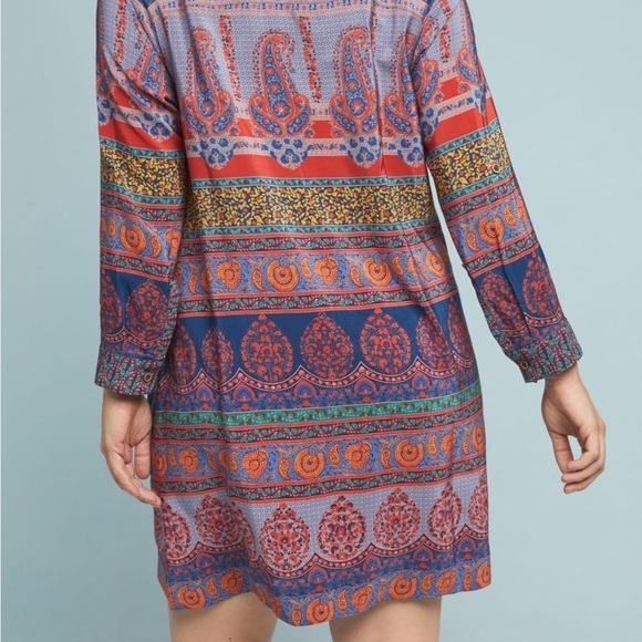 Maeve Anthropologie Casablanca Silk Dress Button Down Shirt Dress- size 12 - Picture 2 of 5